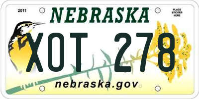NE license plate XOT278