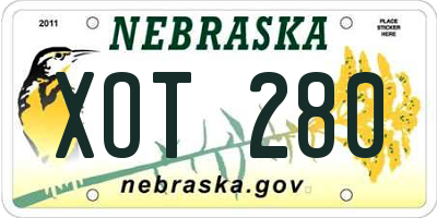 NE license plate XOT280