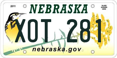 NE license plate XOT281
