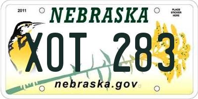 NE license plate XOT283