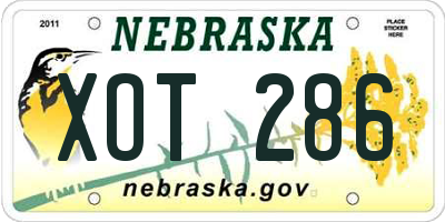 NE license plate XOT286