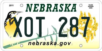 NE license plate XOT287