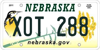 NE license plate XOT288