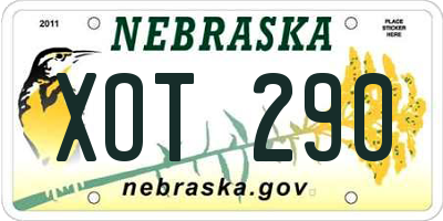 NE license plate XOT290