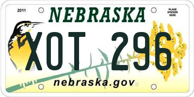 NE license plate XOT296