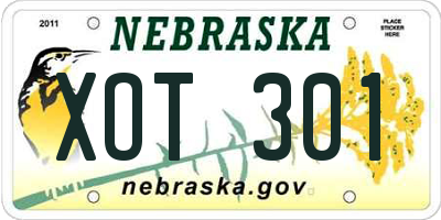NE license plate XOT301