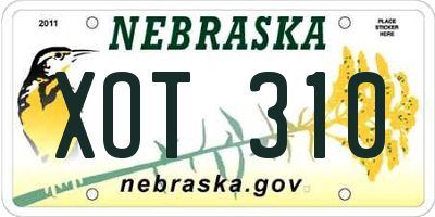 NE license plate XOT310