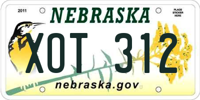 NE license plate XOT312