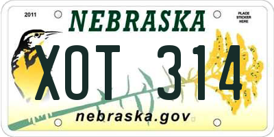 NE license plate XOT314