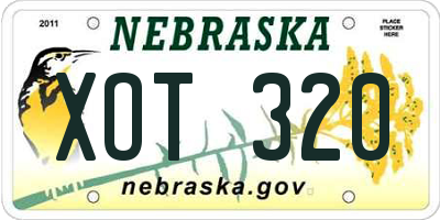 NE license plate XOT320