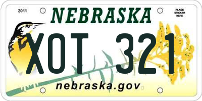NE license plate XOT321
