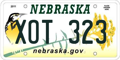 NE license plate XOT323
