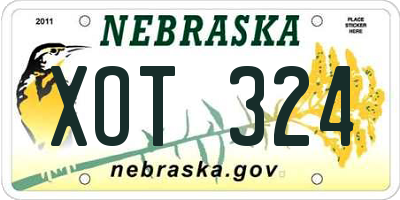 NE license plate XOT324