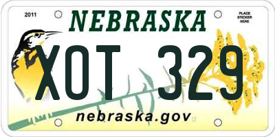 NE license plate XOT329