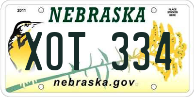 NE license plate XOT334