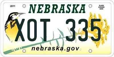 NE license plate XOT335