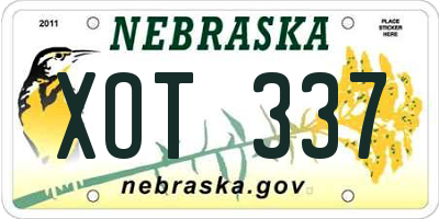 NE license plate XOT337