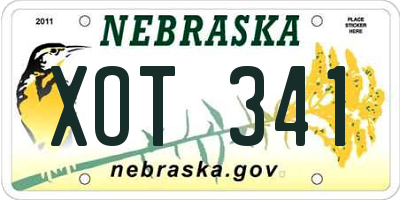 NE license plate XOT341