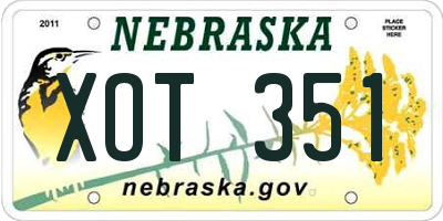 NE license plate XOT351