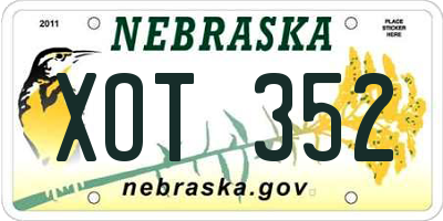 NE license plate XOT352
