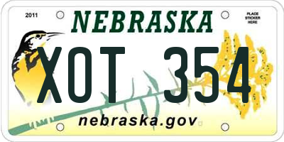 NE license plate XOT354