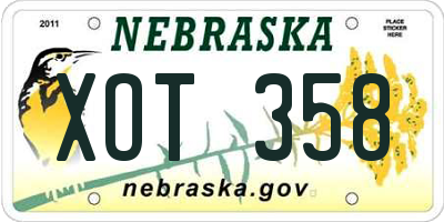 NE license plate XOT358