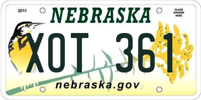 NE license plate XOT361