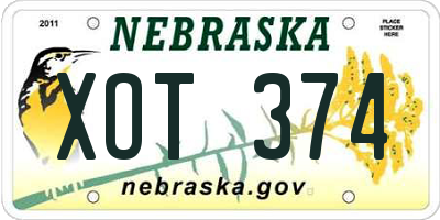 NE license plate XOT374