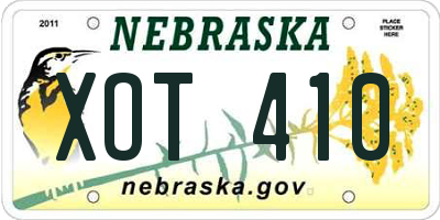 NE license plate XOT410