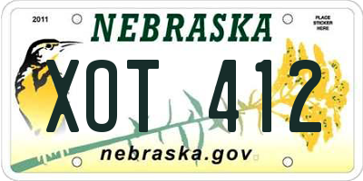 NE license plate XOT412