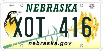 NE license plate XOT416