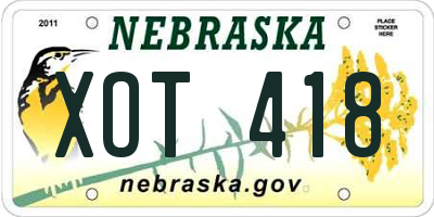 NE license plate XOT418