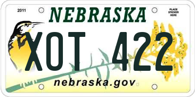 NE license plate XOT422
