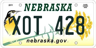 NE license plate XOT428
