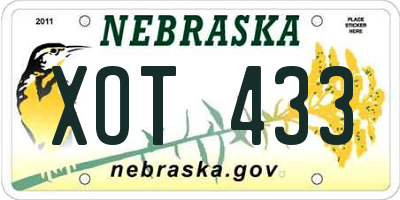 NE license plate XOT433