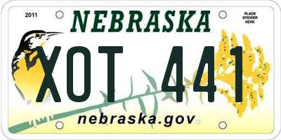 NE license plate XOT441