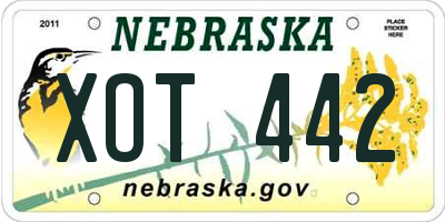 NE license plate XOT442