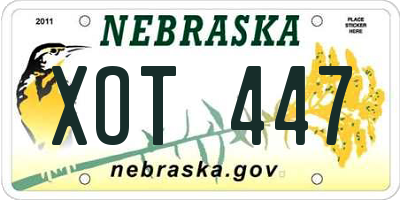 NE license plate XOT447