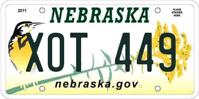 NE license plate XOT449