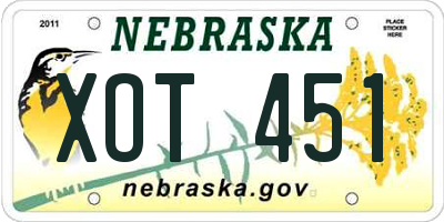 NE license plate XOT451