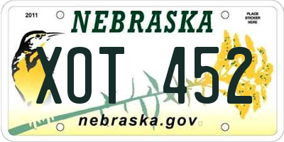 NE license plate XOT452
