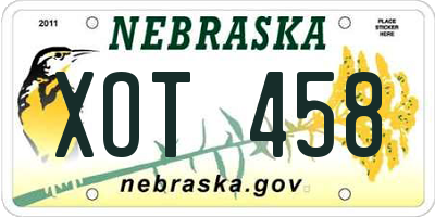 NE license plate XOT458