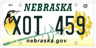 NE license plate XOT459