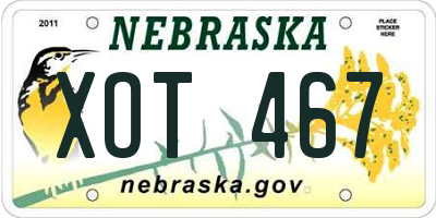 NE license plate XOT467