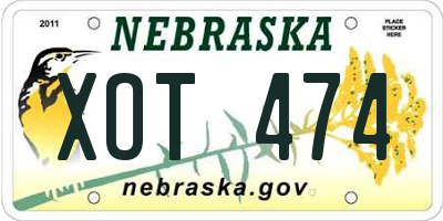 NE license plate XOT474