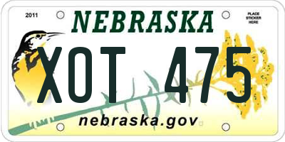 NE license plate XOT475