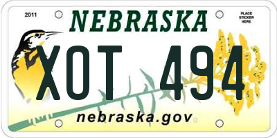 NE license plate XOT494