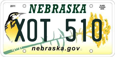 NE license plate XOT510