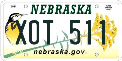 NE license plate XOT511
