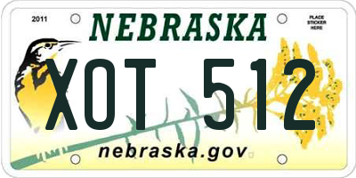NE license plate XOT512